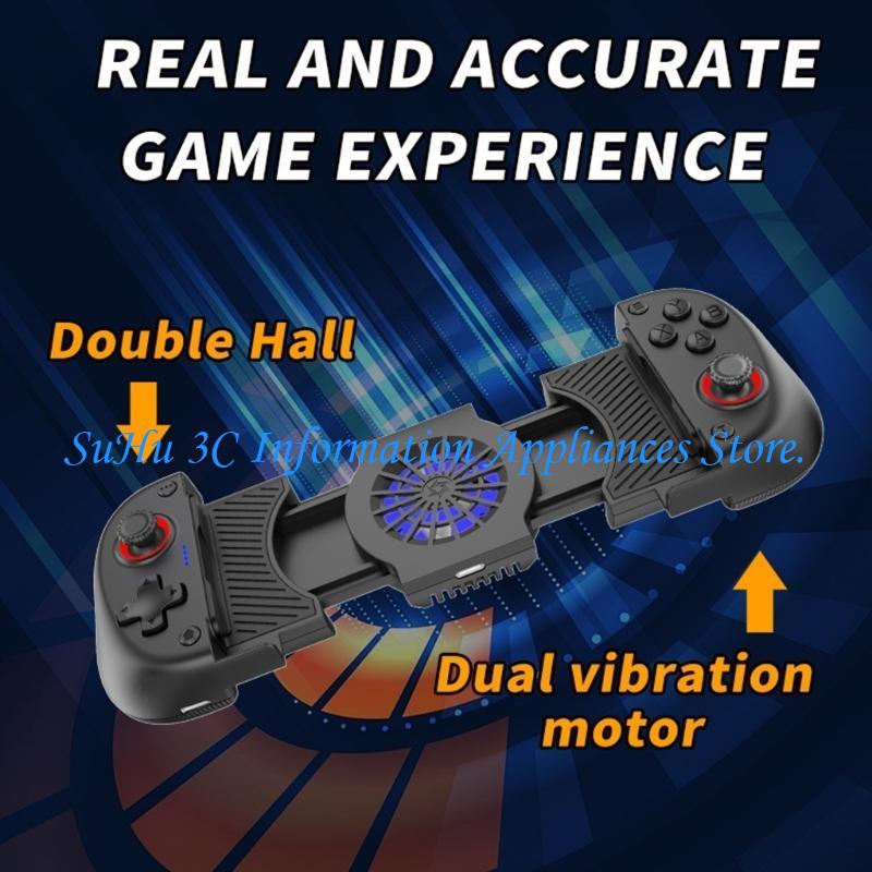 Gaming Console For Phone - Telefoongamepad Dubbele vibratiemotor Hall-effect Joystick Rekbare